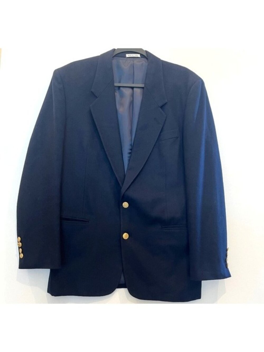 Cellini Collection Mens Navy Wool Cashmere Blend 2 Button Sport Coat Blazer 40R